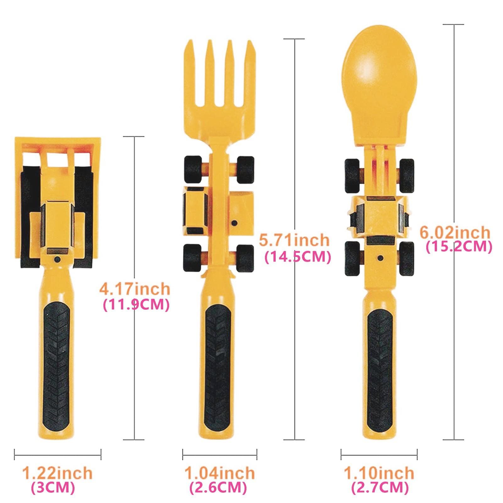 New Creative Children's Car Tableware Set Dinner Plate Spoon Bulldozer Excavator Shovel Fork Dinnerware Sets Kitchen Tableware orange