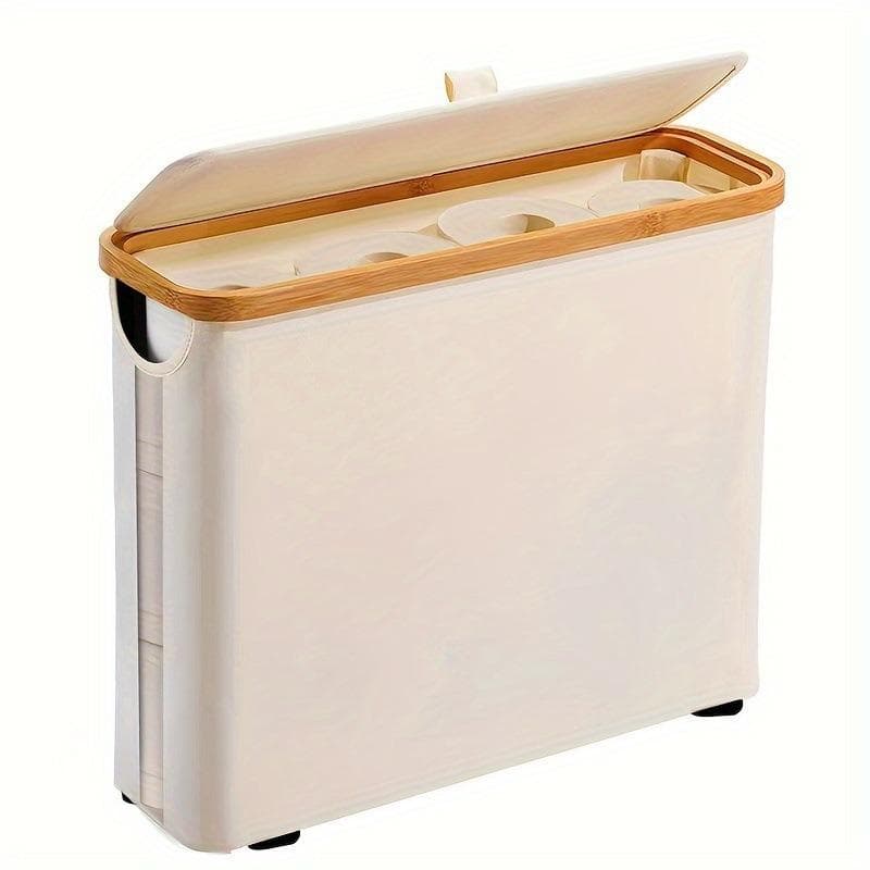 Bathroom Toilet Paper Storage Basket and Accessories Rack beige