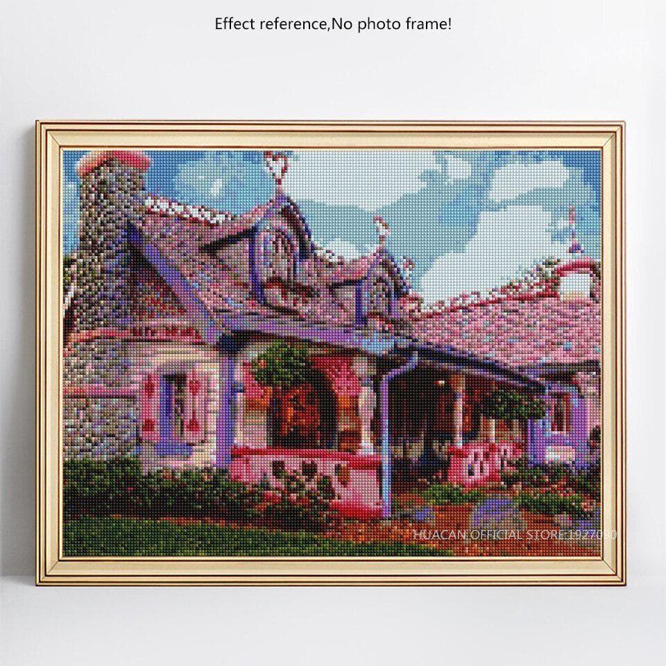 Diamond Embroidery 5D DIY Full Round Diamond Painting House Rhinestone 20X30CM