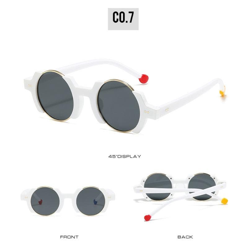 New Ins Fashion Round Punk Sunglasses for Women Men Retro Rivets Trending Yellow Blue Gradient Shades UV400 Protection