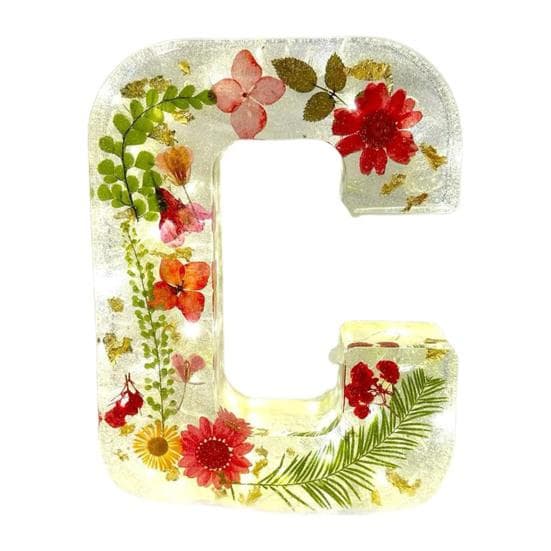 Floral Resin Night Light Handmade Pressed Flowers in Resin Letters Lamp Table