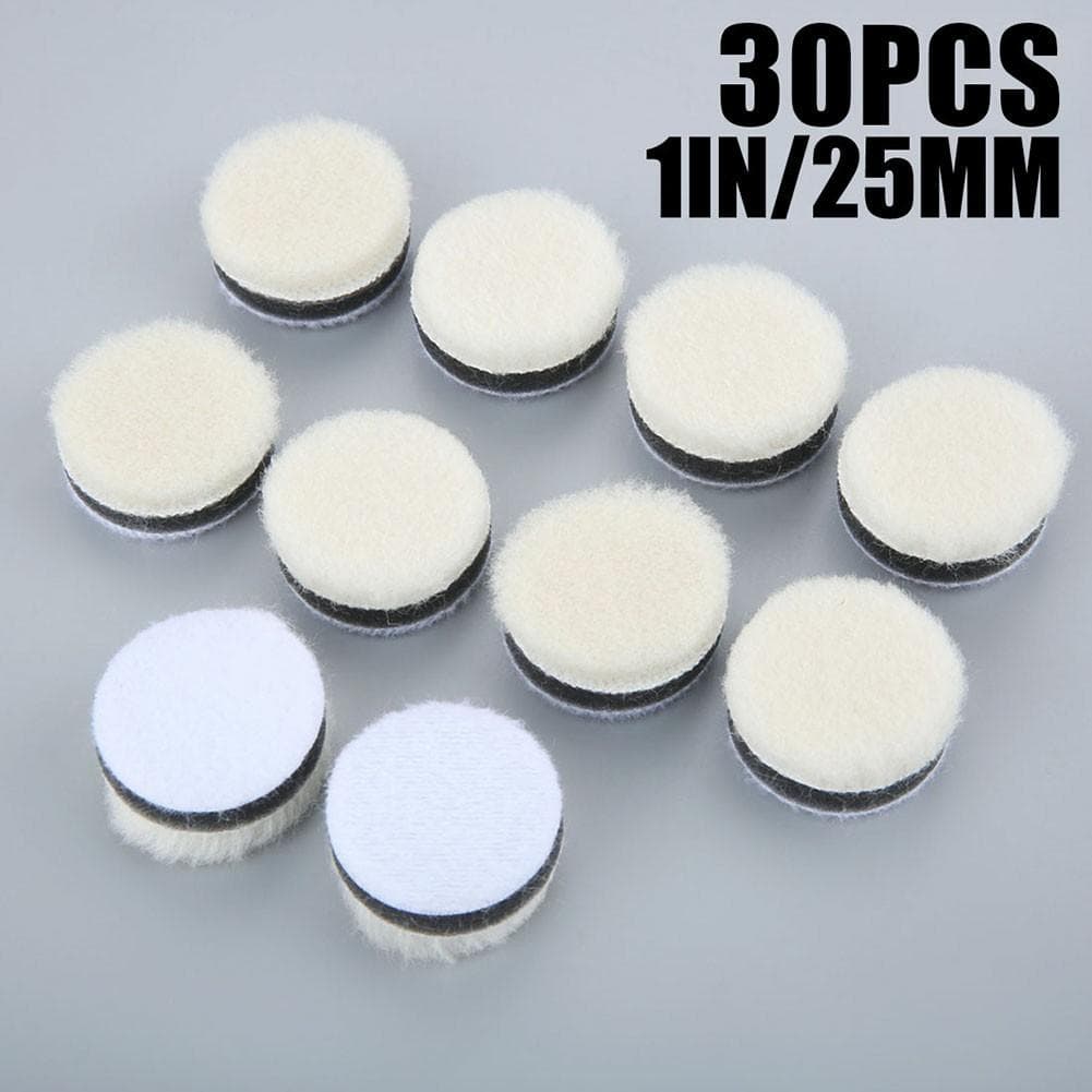 30Pcs 1inch Wool Polishing Pad Buffing Pads For Car Polisher Or Glass Polishing Detail Mirror