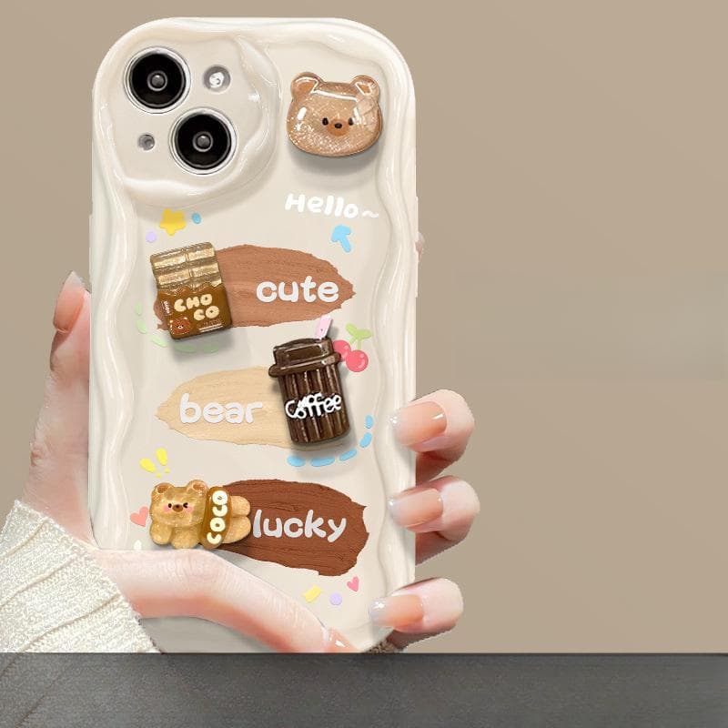 Coffee Bear Doll Pendant Applicable To Apple 16 Mobile Cell IPhone 13 Three-dimensional Silicone Cute Soft Shell 12mini iPhone6P/6SP Universal