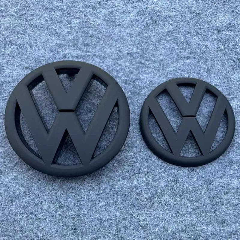 New For VW VOLKSWAGEN New Emblems 2pcs 135mm 110mm Car Front Grill Badge and Rear Trunk Emblem Lid Logo Car Styling Fo matte black