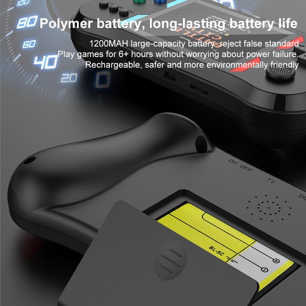 Handheld Game Console Rechargeable Retro Game Console Built In Games Supporting 2 Players TV black