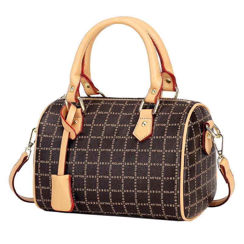 Retro Color-blocking Printed Handbag, Boston Women's Bag, Mobile Phone Bag, Single-shoulder Crossbody Pillow Bag