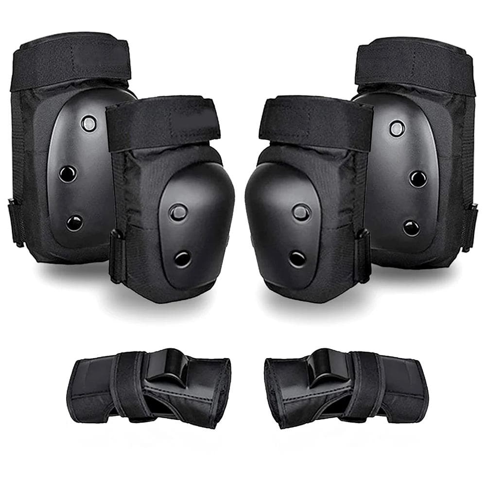 1/6Pcs Knee Elbow Wrist Guards Protective Gear Set For Adults Kids Skateboarding Biking Cycling Outdoor Sports S black