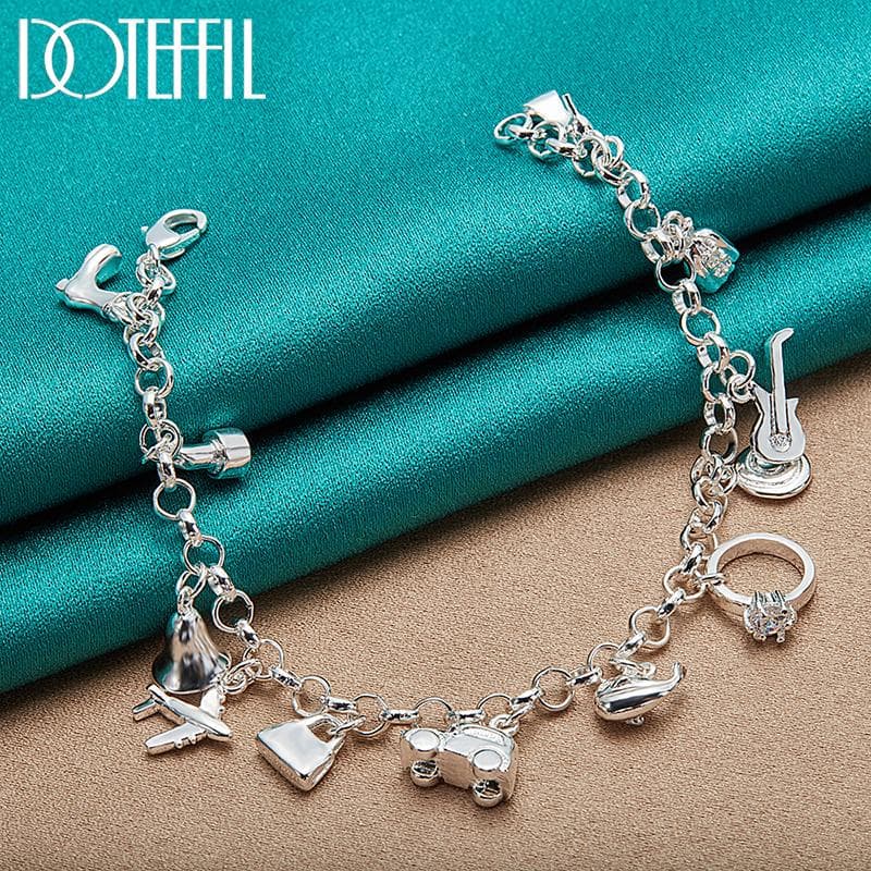 Fashion Pendant Bracelet 925 Sterling Silver Party Beautiful Jewelry 20cm