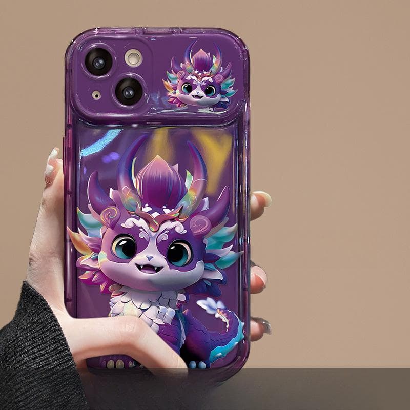 Applicable To Apple 15 Mobile Phone Case IPhone 14/13promax Cute Colorful Dragon Pendant 11/12 Flip Mirror iPhone 6s Plus
