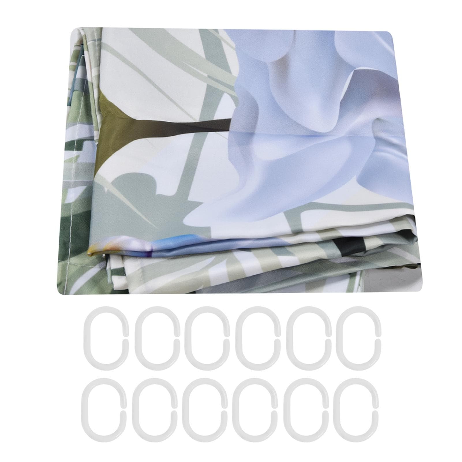 Flower Plants Pattern Shower Curtain Waterproof Polyester Bathroom Curtain with Hooks180x200cm 180x200cm