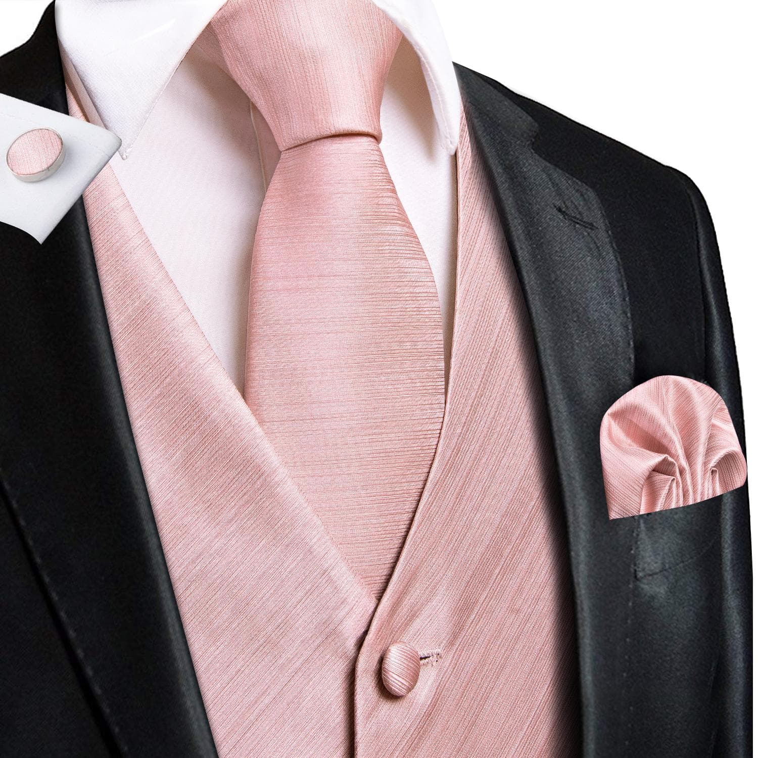 Hi-Tie Mens Waistcoat Silk Paisley Floral Tie Handkerchief Cufflinks SET Formal L