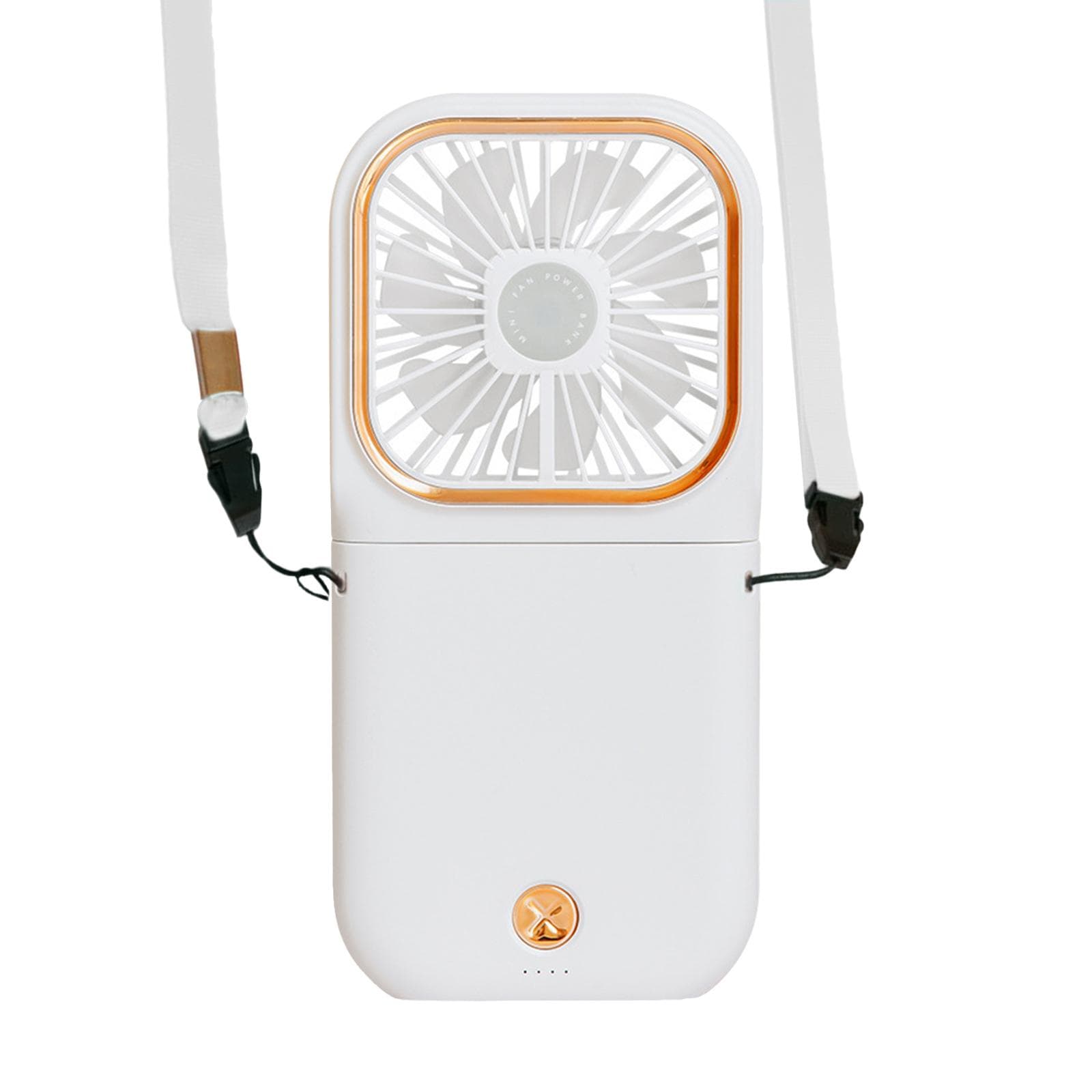 Necklace Fan Mini Wearable Fans Foldable Hanging Fan USB Rechargeable 3 Speed Fan with Phone Holder white