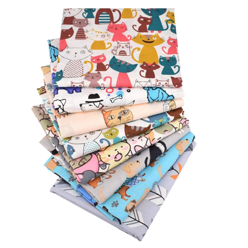 8Pcs Cats Print Cotton Fabric Printed Cloth Sewing Quilting Fabrics For Patchwork Needlework DIY 25*25cm