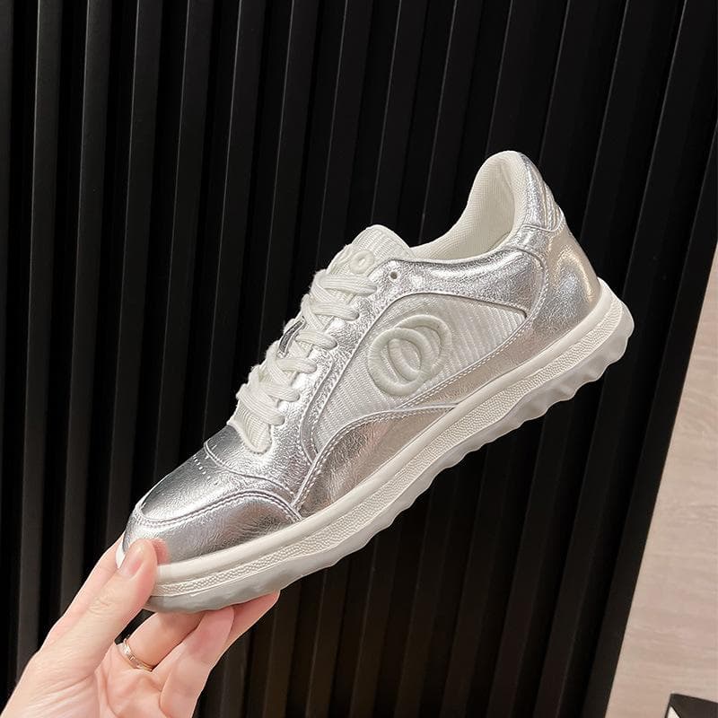 White Shoes Women's New Genuine Leather Breathable Versatile Distressed Sneakers Couple's Color Matching Running Men's Casual Sports Shoes Tide 40