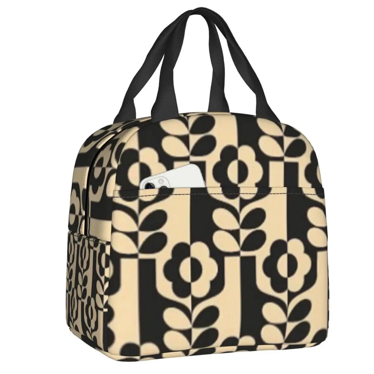 Orla Kiely Bubble Flowers Insulated Lunch Bag for Women Leakproof Scandinavian Thermal Cooler Lunch Tote Beach Camping Travel 22x20x13CM white
