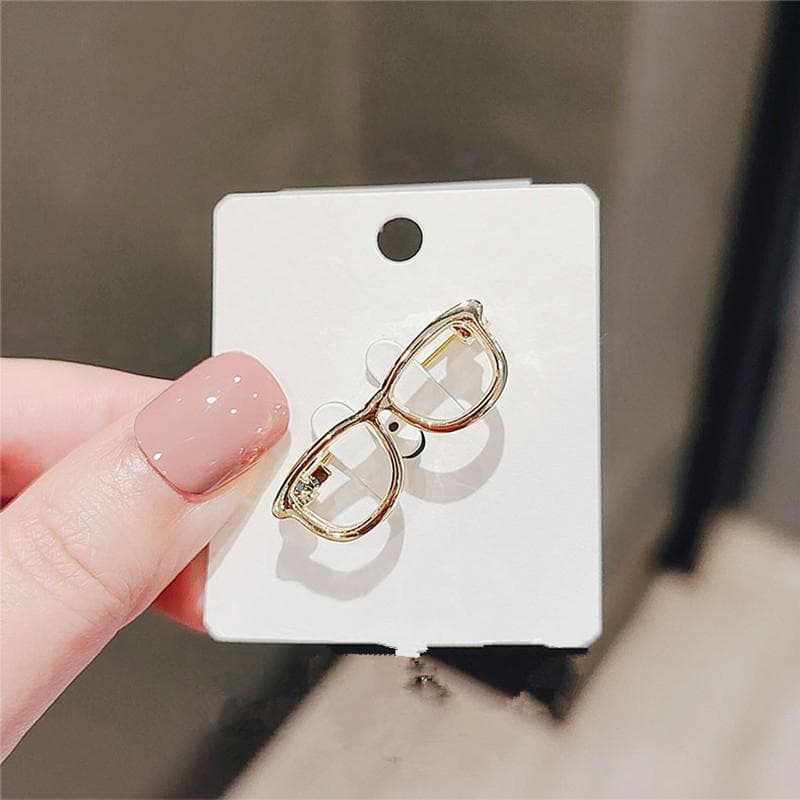 Cute Hollow Out Glasses Shape Brooch Trendy Personality Funny Brooch Pin Collar Pin Clothes Fixed Pins gold