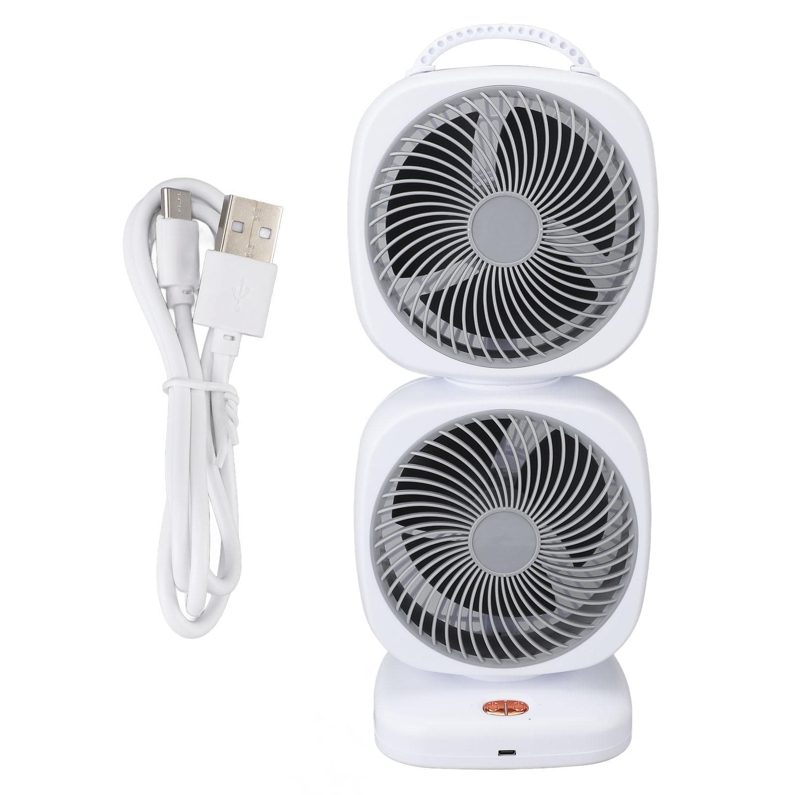 Double Layer Tower Fan 5 Speeds Rechargeable Portable Small Oscillating Table Fan for Home Camping