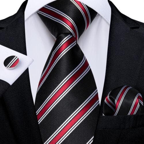 DiBanGu Mens Silk Necktie Set Striped Paisley Solid Tie Pocket Square Cufflinks N-7739