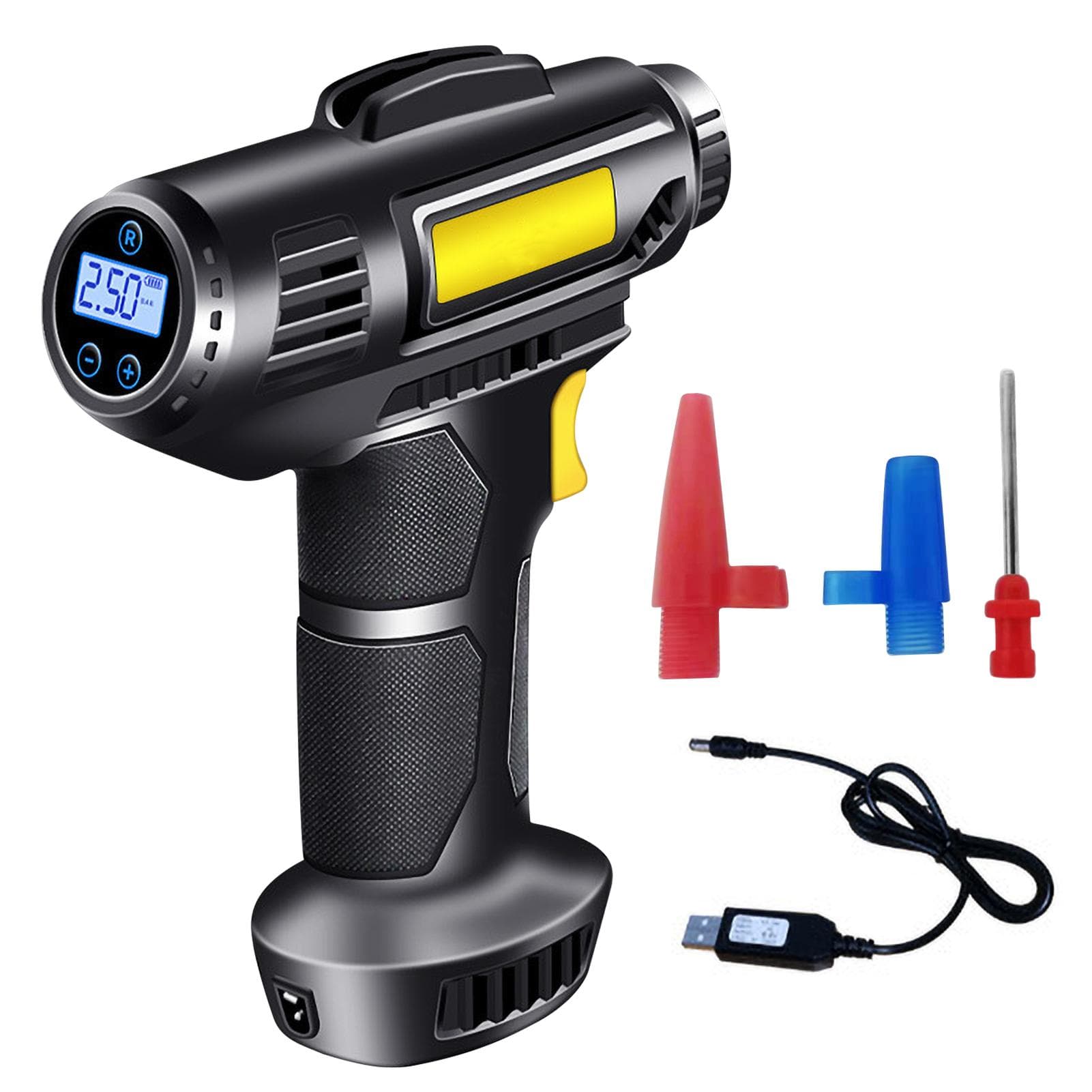 4000mAh Tire Inflator Electric Handheld Cordless Bicycle Pump Portable Rechargeable Air Compressor black