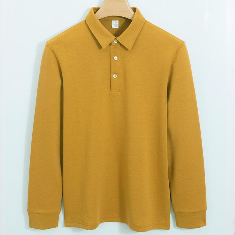 300g Cotton Air Layer Polo Shirt Men Long Sleeve Shirt Collar Men and Women Thickened Xinjiang Cotton Shirt Polo Shirt Men XXXXL