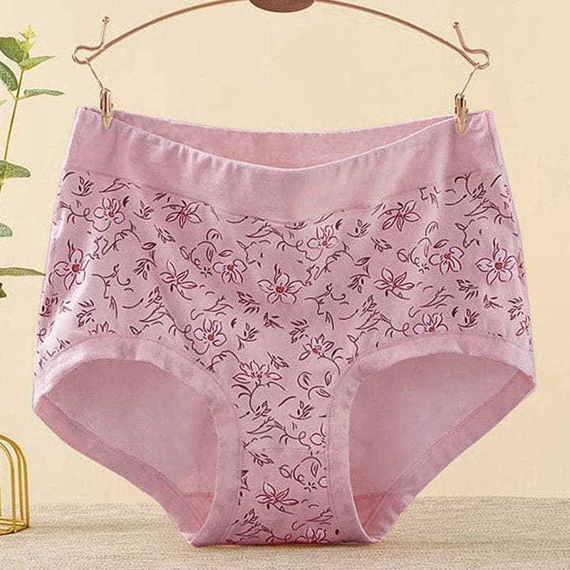 Mum Panties Cotton Middle-aged and Elderly High-waisted Plus Size Briefs Grandmother Elderly Panty XL purple