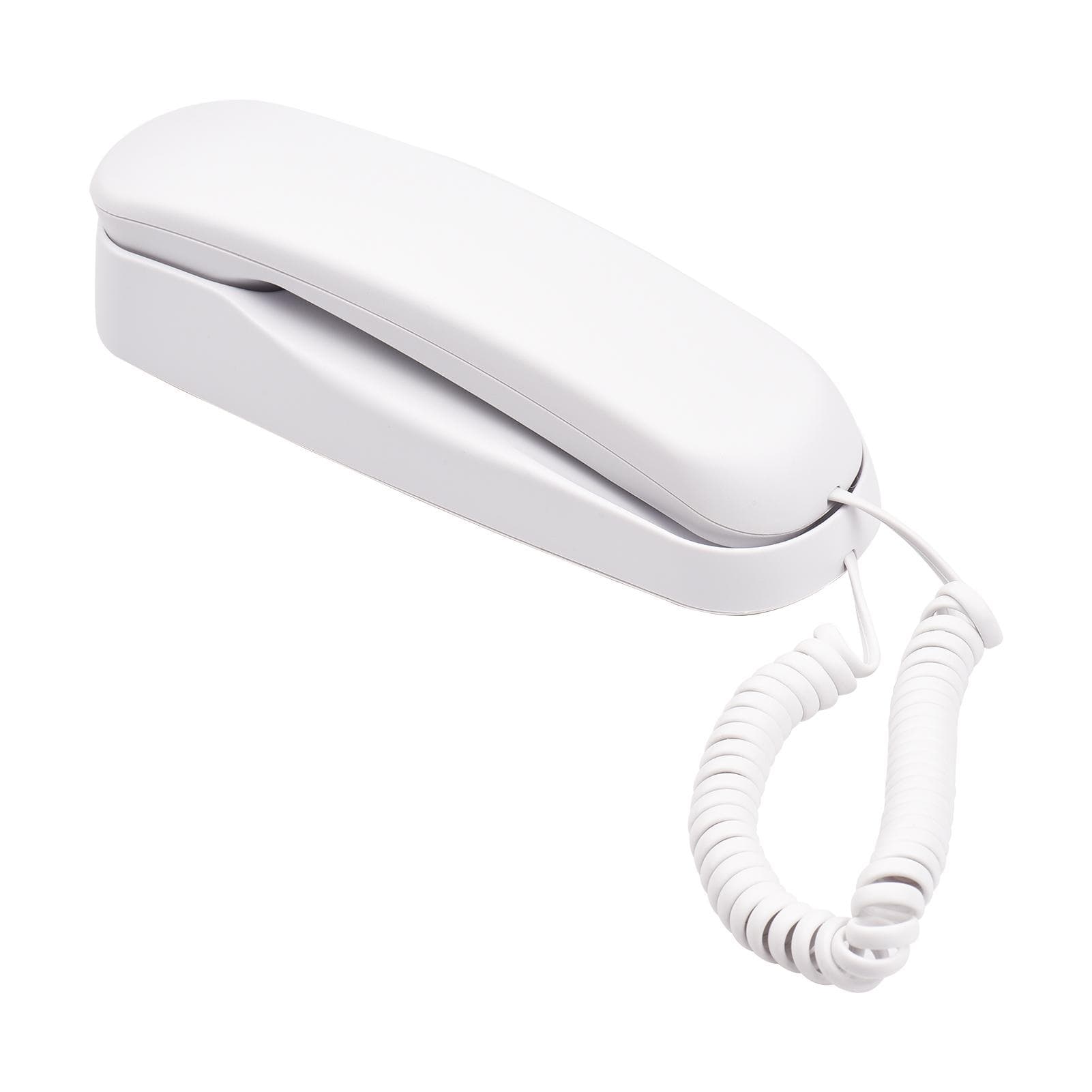 Mini Desktop Corded Landline Phone Fixed Telephone Wall Mountable Supports Mute/ Pause/ Hold/ white