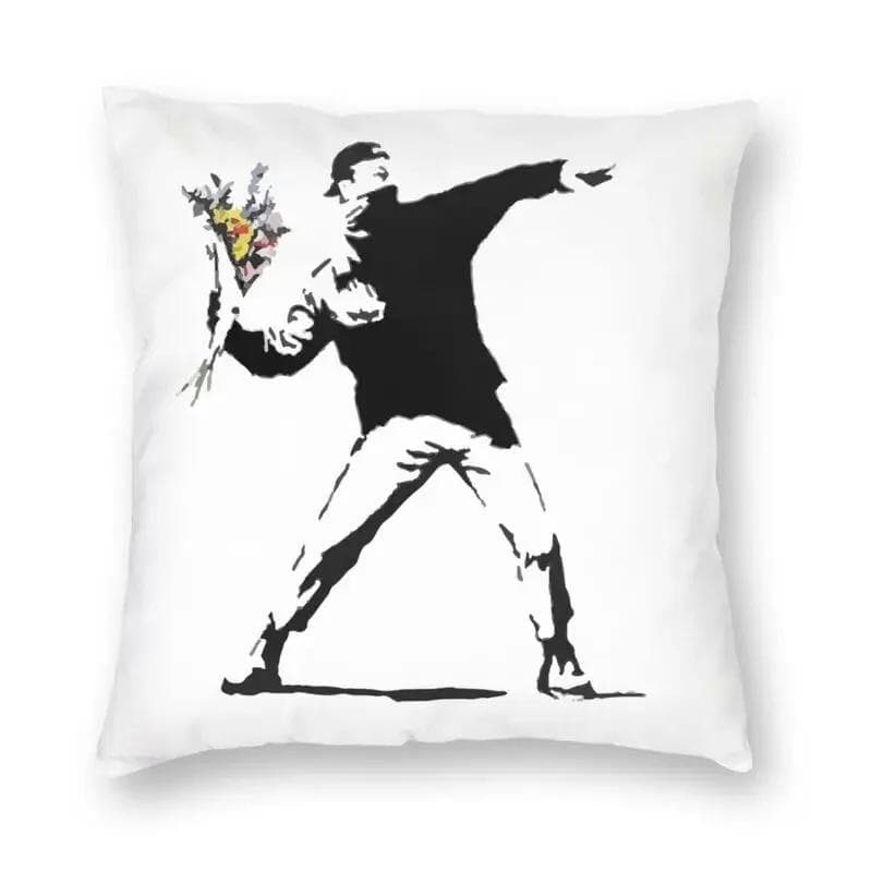 Banksy Uncovering Graffiti Pillow Cover Home Decor Cushion Sofa Street Art Cushion Cover Throw Pillow for Car Decorative Cushoin 45x45cm