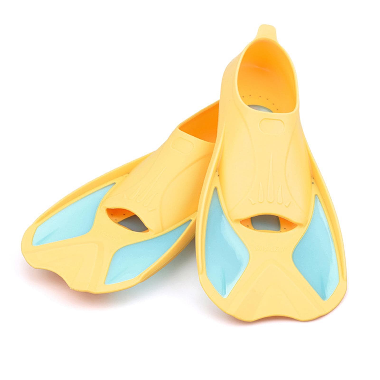 Kids Short Light Swim Fins Flippers for Swimming Snorkeling Training 3XS yellow/blue