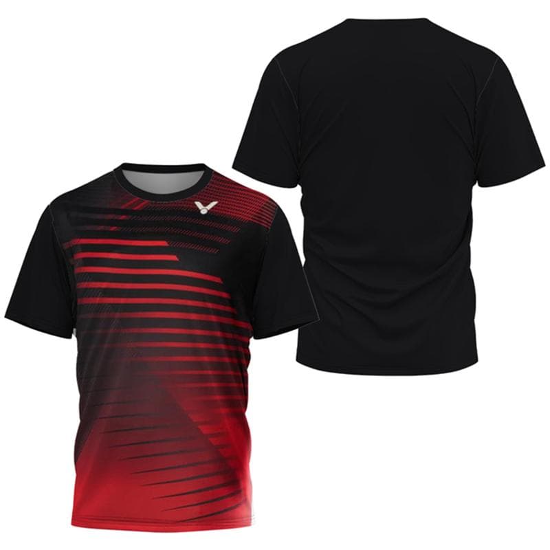Men's T-Shirts Gradient Harajuku Badminton Table Tennis Tracksuits Summer Comfortable Breathable Quick Dry Tees Loose Sports Top M