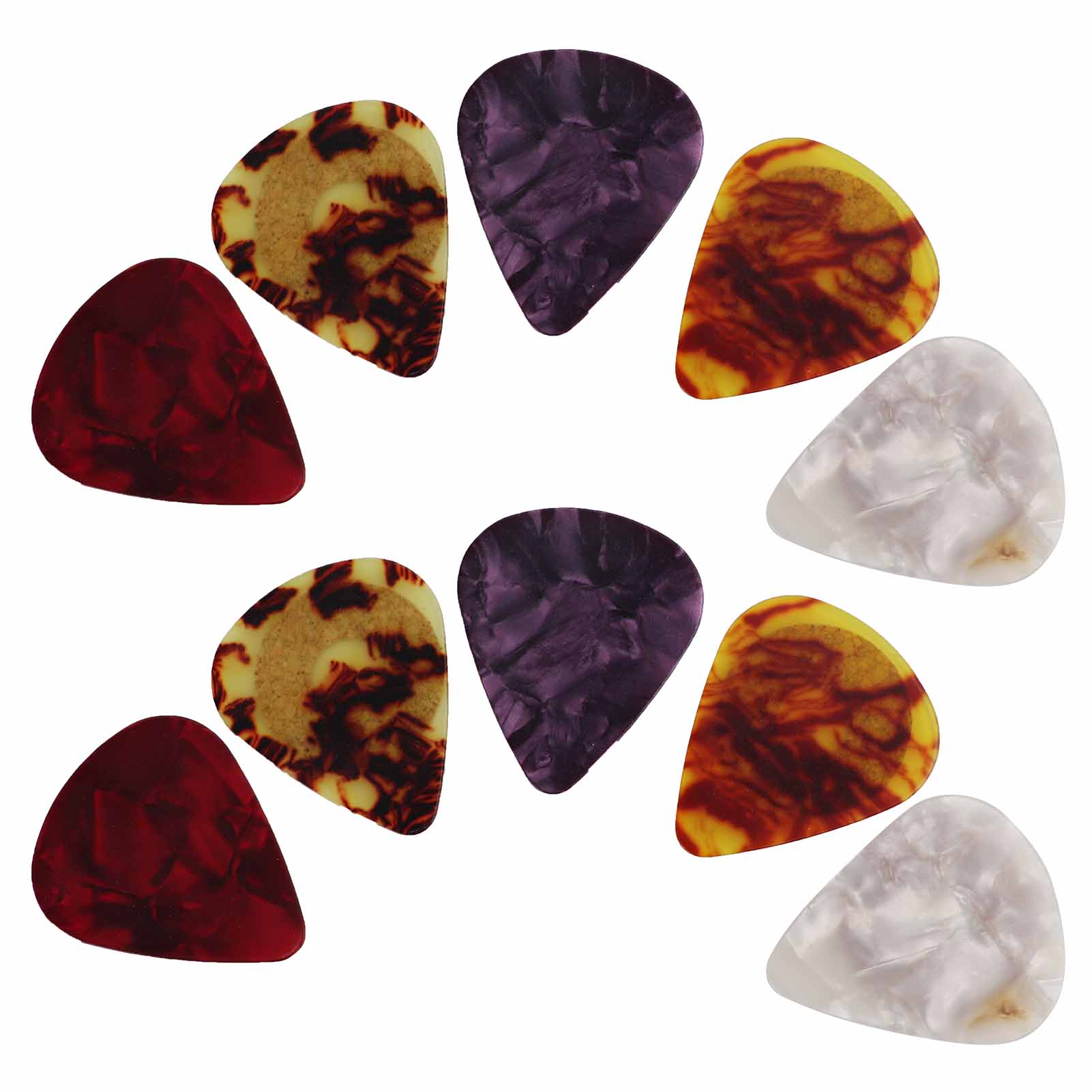 10Pcs Guitar Pick Skidproof Colorful Celluloid Portable Instrument Accessory Set Kit