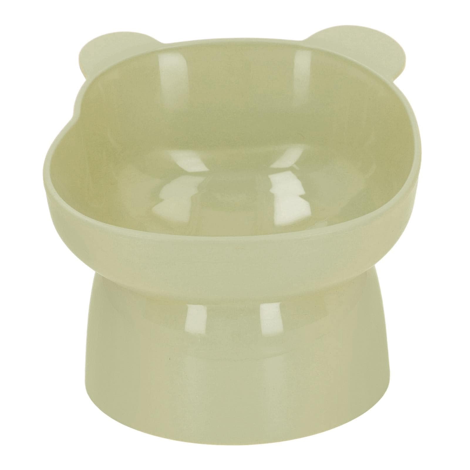 Elevated Cat Bowl Cartoon Spine Protection Prevents Vomiting Spill Proof Large Capacity Tilted L green