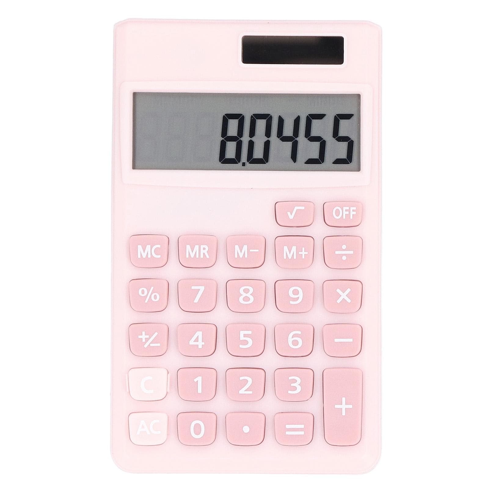 Calculators 8 Digit Solar Battery Dual Power Handheld Pocket Calculator with Large LCD Display Big Rose