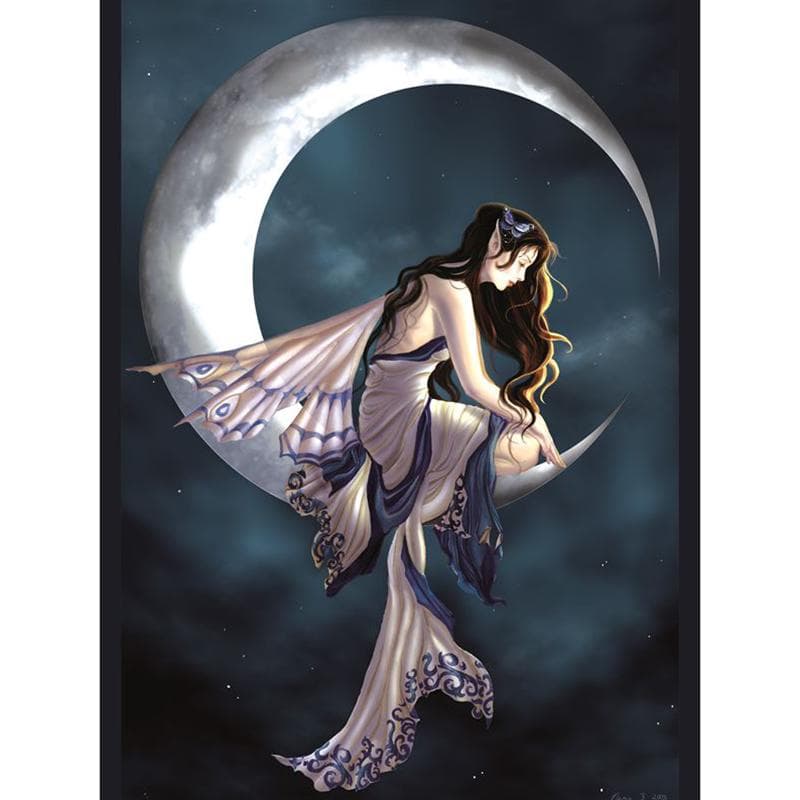 Full Round 5D DIY Diamond Embroidery Moonlight Girl Diamond Painting Cross Stitch Rhinestone 20X30CM