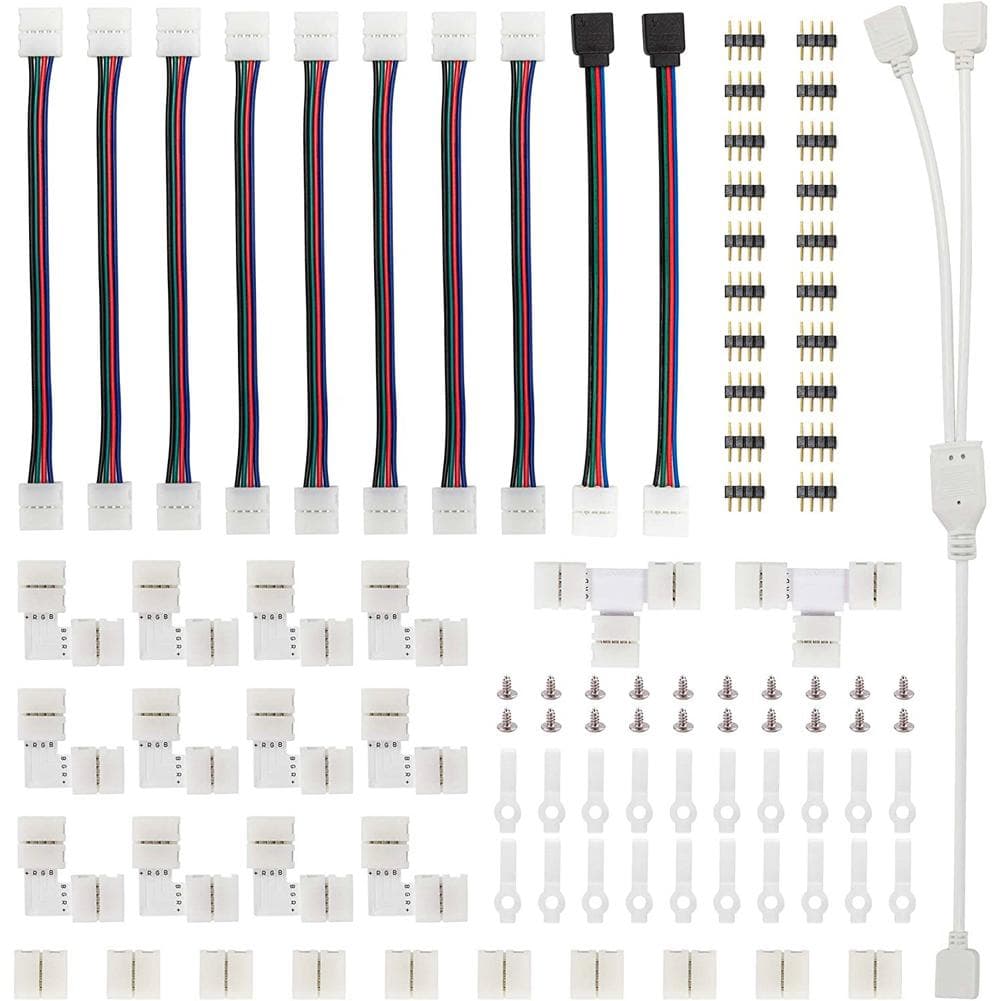 95pcs 5050 RGB LED-Strip Connector Kit with T-Shaped L-Shaped Strip-Jumpers LED-Strip Accessory multicolour