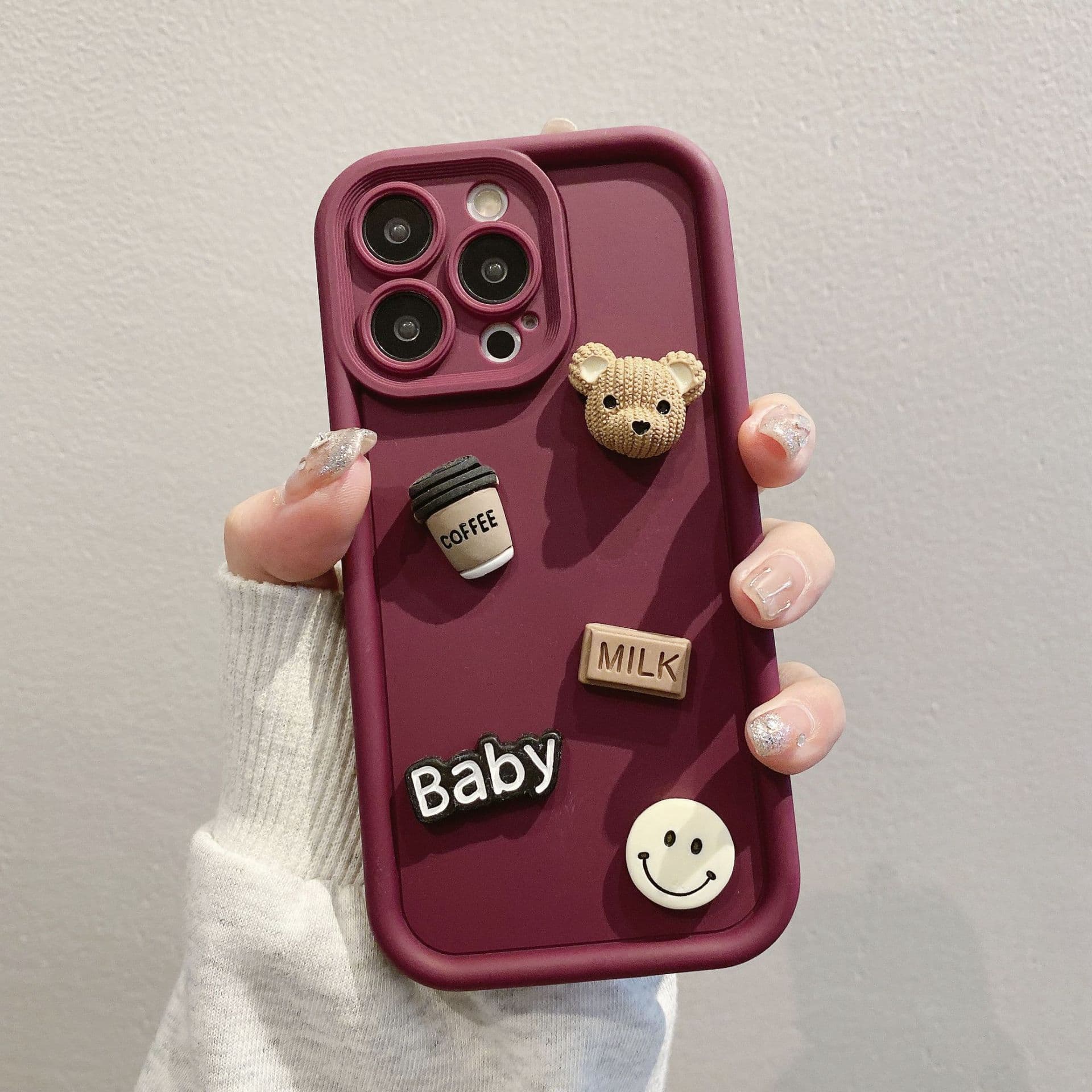 Gaozhu Suitable for Apple 16PRO Coffee Bear Jewelry Mobile Phone Case IPhone 11/12 Full-inclusive Anti-fall Protection Case Apple 16PROMAX