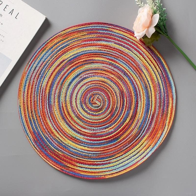 Placemats for Dining Table 1 PC Linen Cotton Woven Non-slip Ironing Placemat Teacup Mat Round Plate Mat Flower Mat Kitchenware 18cm&Round