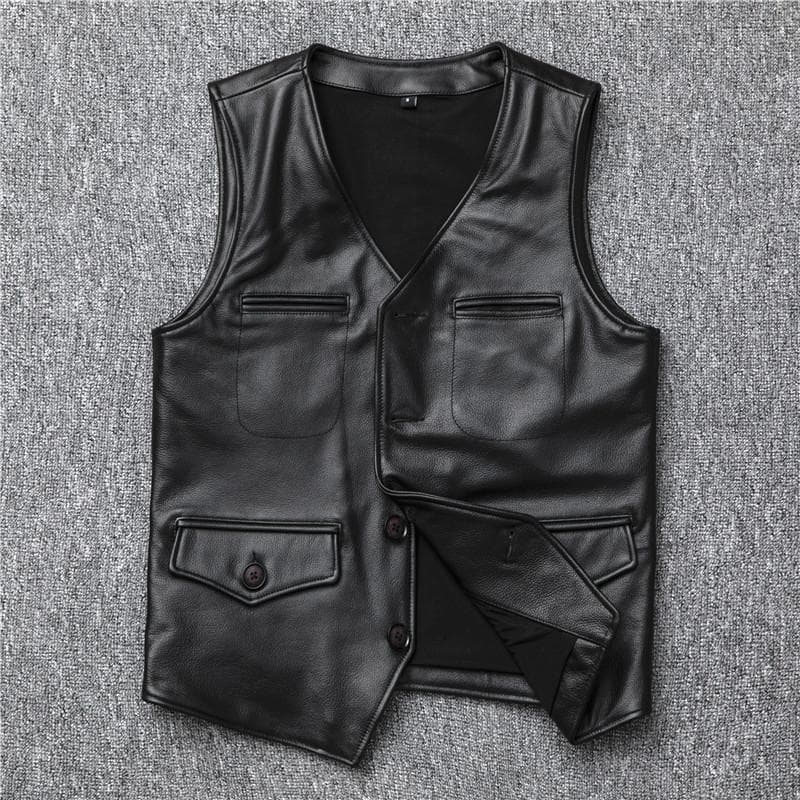 Leather Short Slim-fit Day Men's Leather Vest Vest Vest Vest 4XL