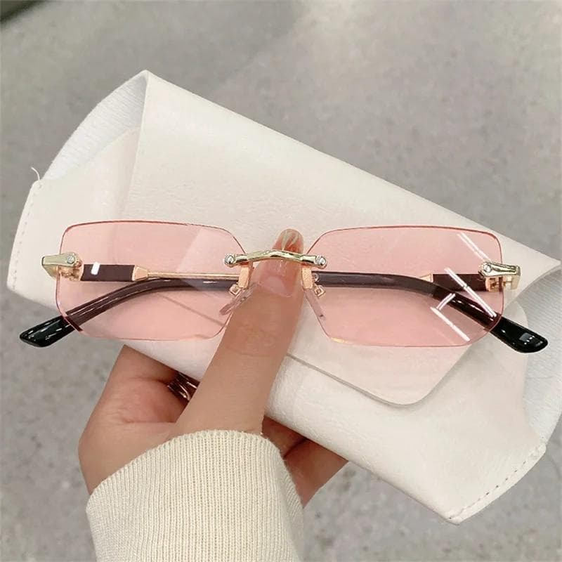 Fashion Sweet Sport Glasses Small Rimless Sunglasses Men Women Fashion Shades Eyewear Trendy Luxury Design Sun Glasses