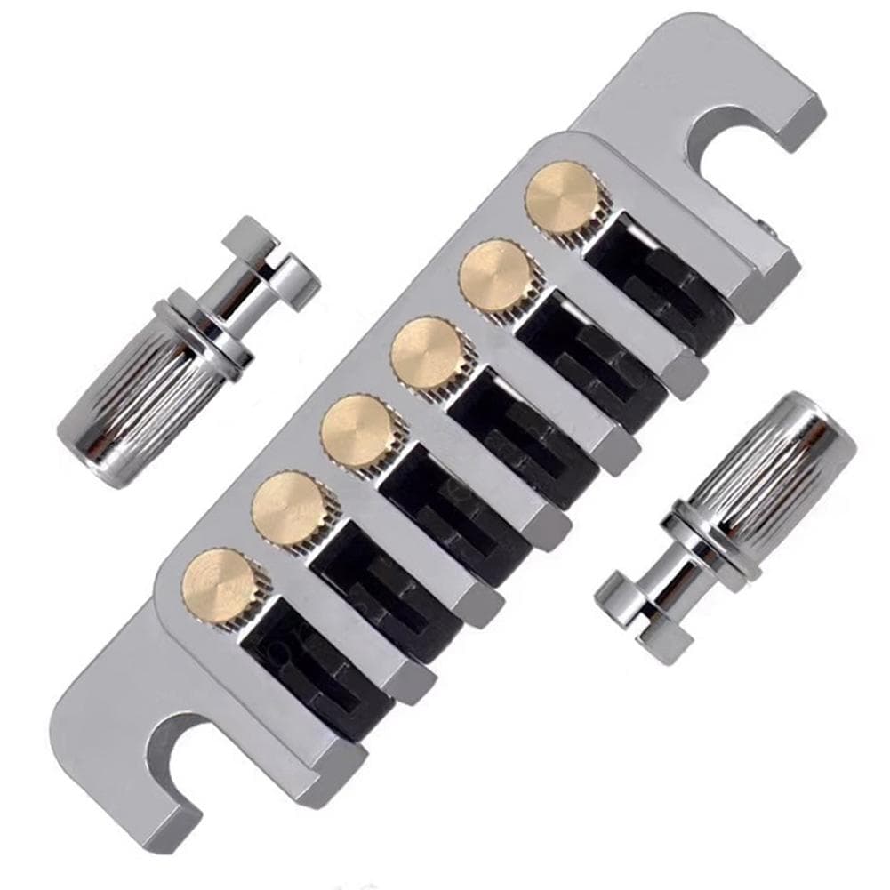 LP Electric Guitar Tune O Matic Bridge Pull Plate Tail Piece Reversible String Code Guitar Roller silver