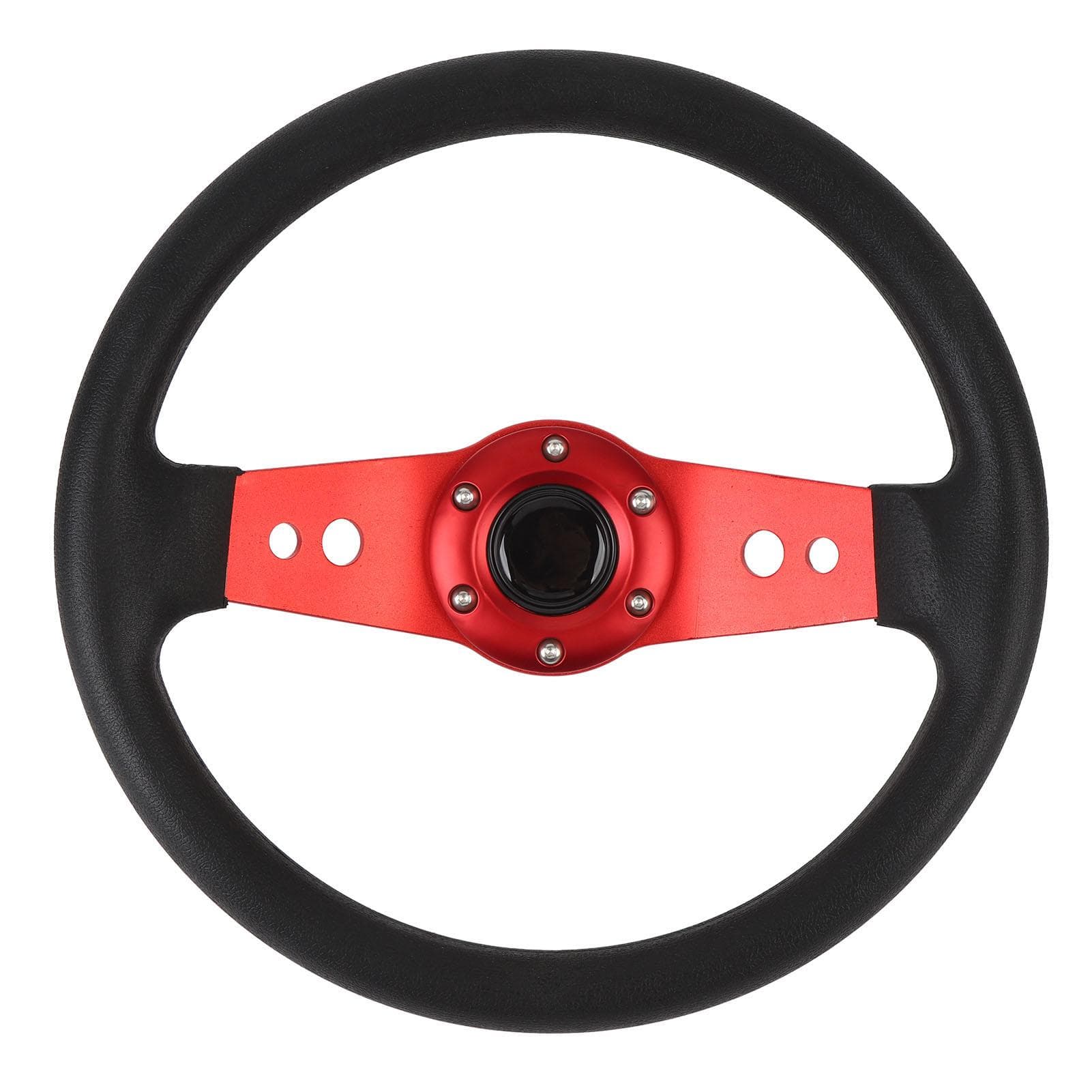 13in Car Steering Wheel PU Stylish Look Impact Resistant Enhanced Grip Easy Installation Racing red