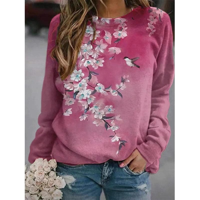 Autumn New Floral Sweatshirts Flower Bird 3D Print Hoodies Women Streetwear Long Sleeve Pullovers Tops Y2k Hoodie Woman Clothing 5XL