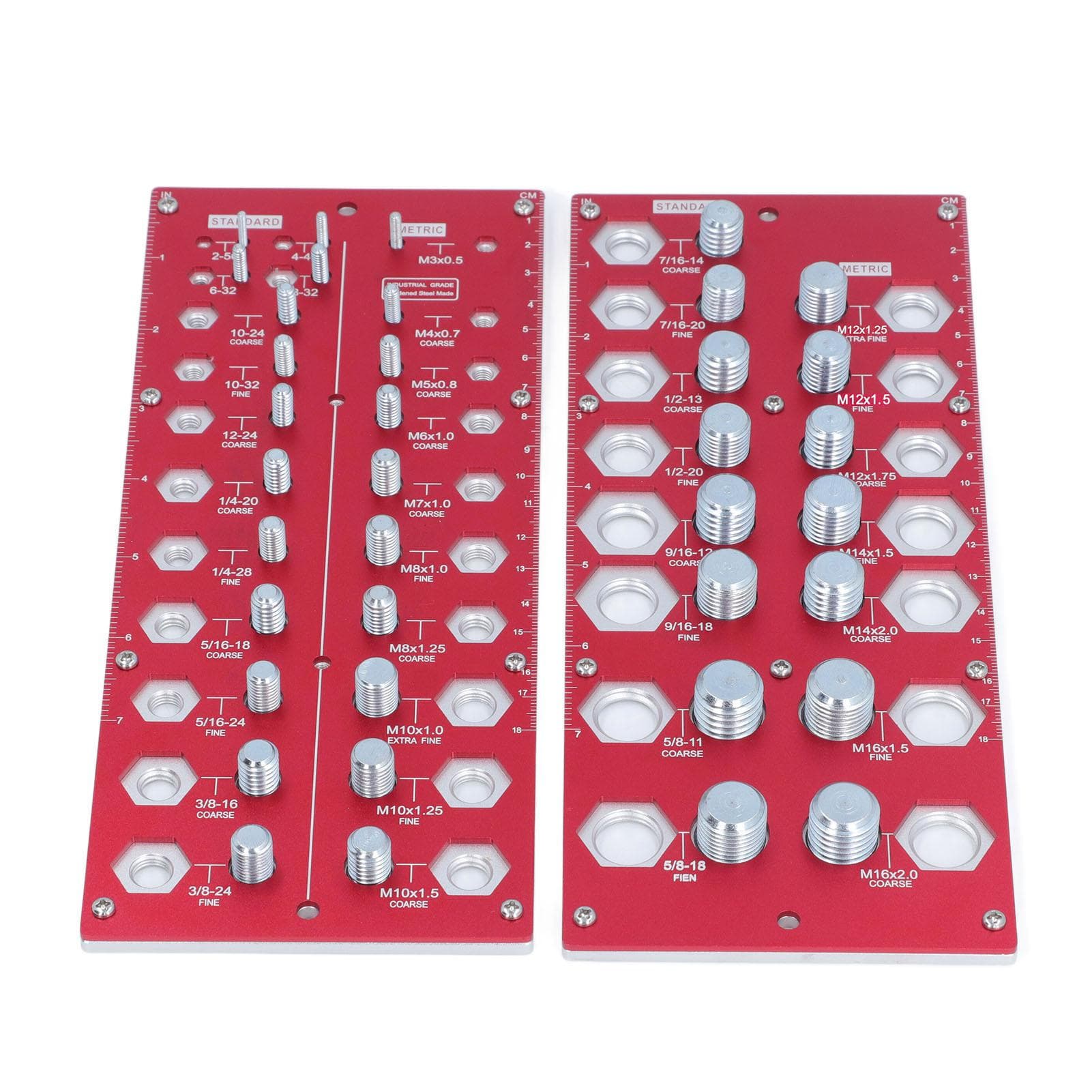 Nut Bolt Thread Checker Inch Metric Board 38 Size Gauge Identifier Standard Ruler