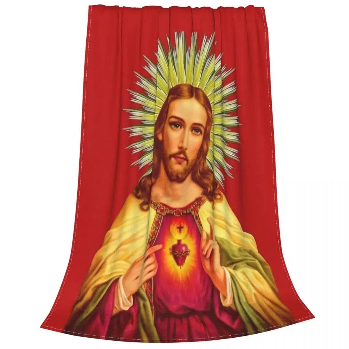 Sacred Heart Of Jesus Catholic Fuzzy Blanket Novelty Throw Blanket for Sofa Bedding Lounge 200x150cm Rug Piece 75x100cm