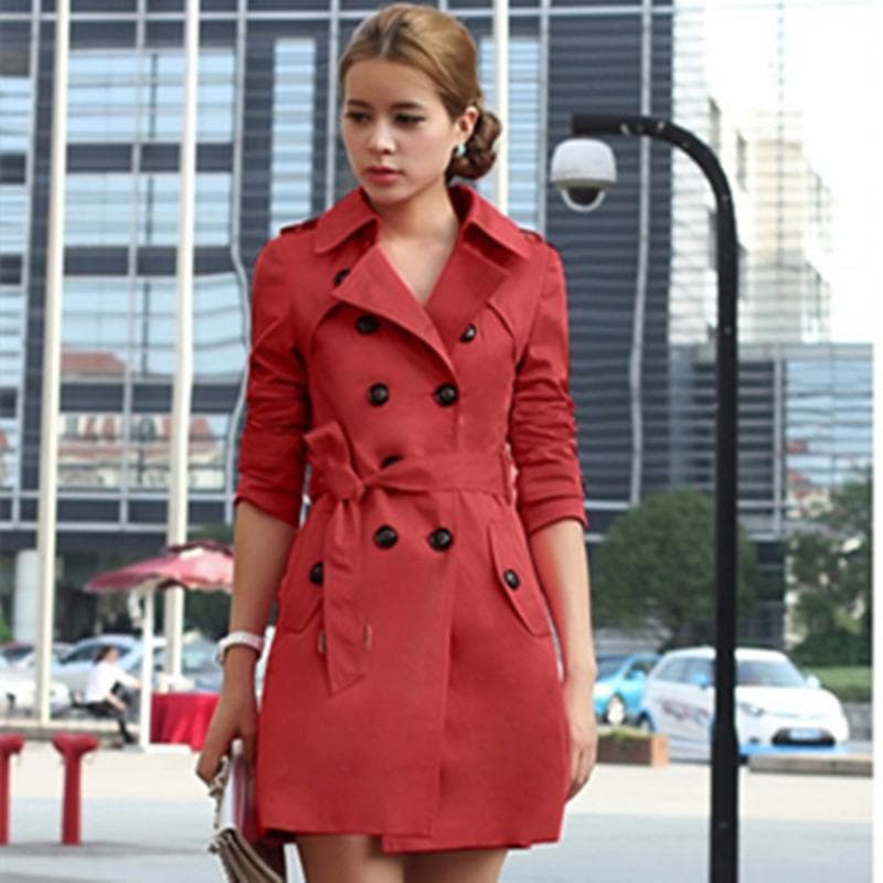 Spring and Autumn Women's Trench Coat Korean Version Medium and Long Coat XL
