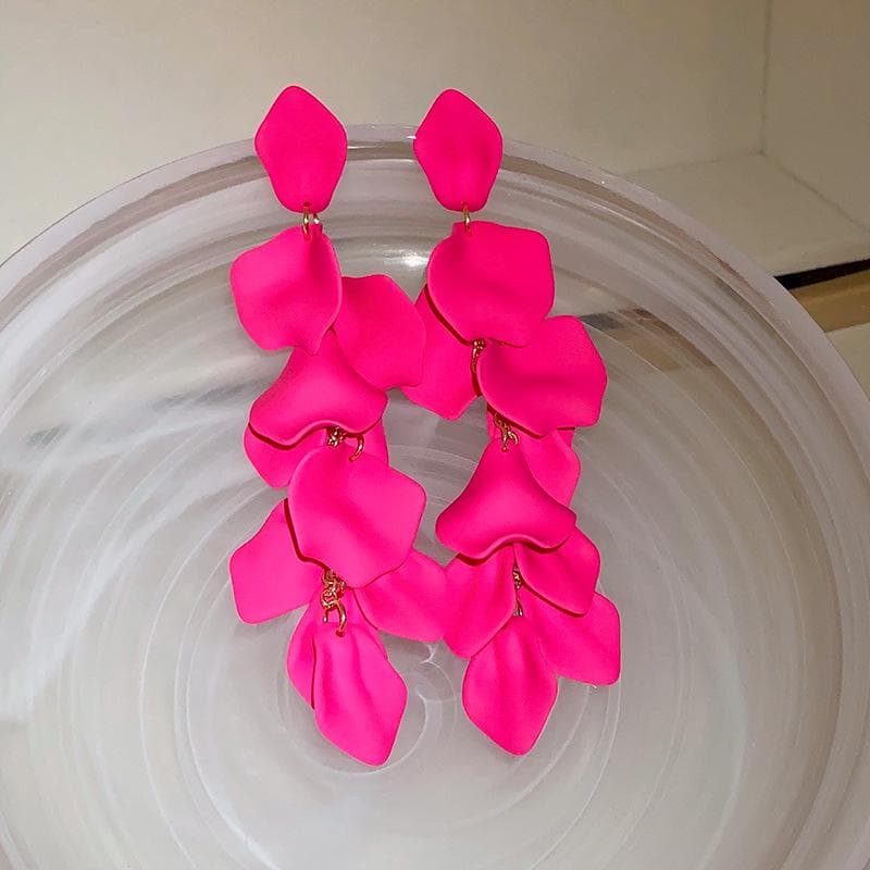 2021 Trendy Women's Large Red Rose Petal Earrings