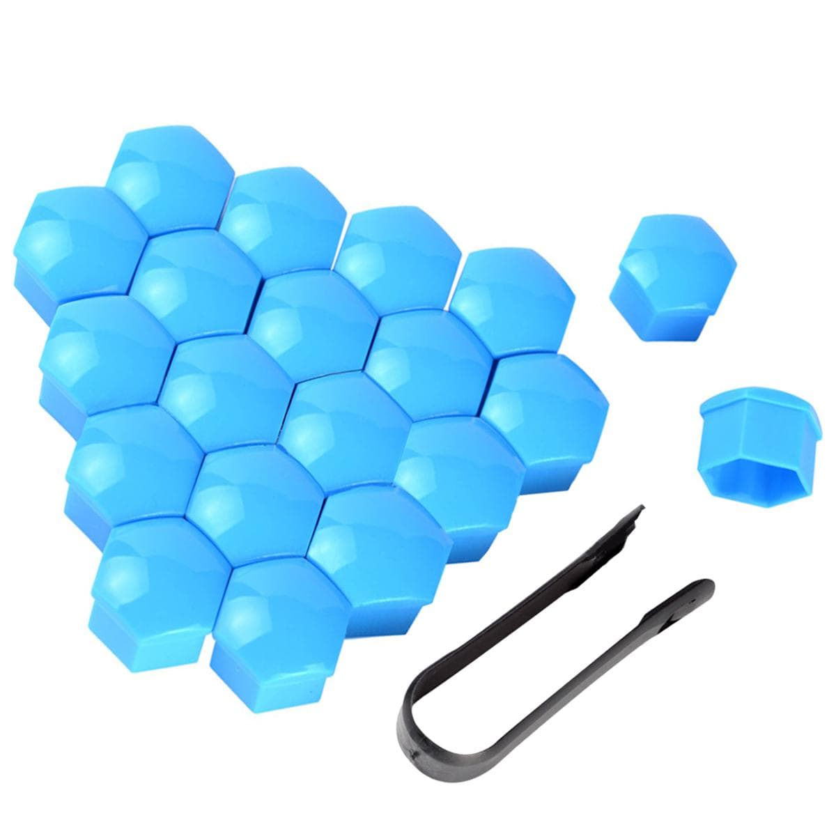 20Pcs 17mm 19mm 21mm Car Wheel Nut Caps Auto Hub Screw Cover Bolt Rims Exterior Decoration Special Socket Protection Dust Proof 21mm blue