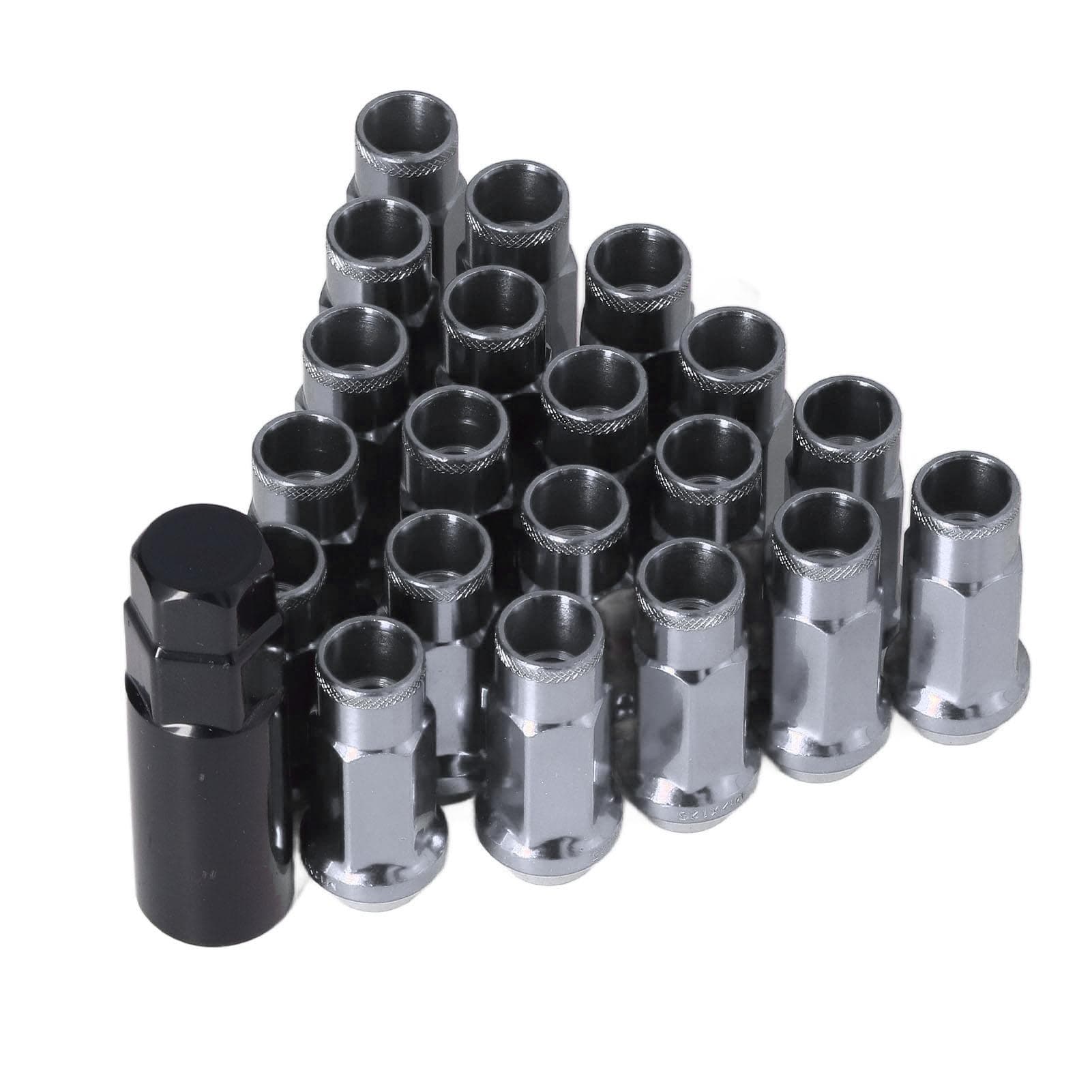 20pcs M12x1.25 Metal Wheel Lug Nuts Universal Car Accessories Replacement for Mitsubishi Silver silver