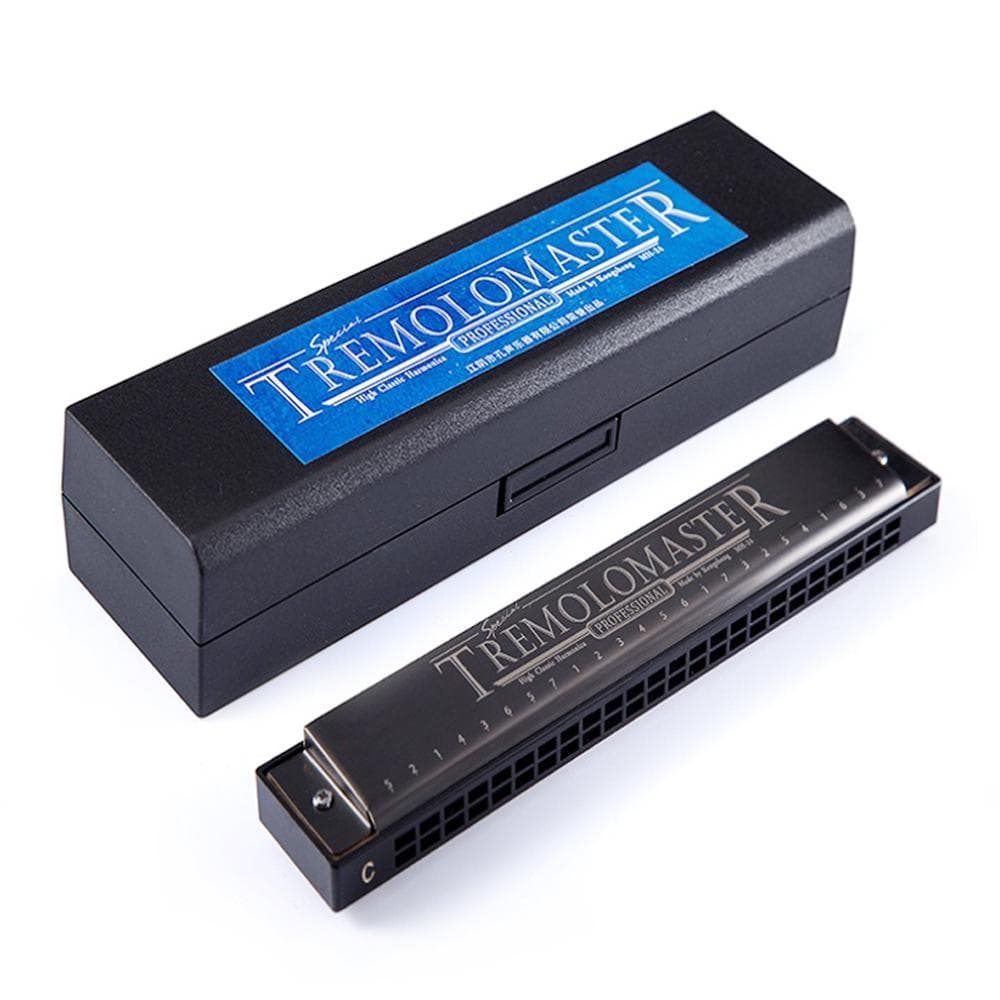 24 Holes Tremolo Harmonica Stylish C Tone Black Mouth Organ Harp for black