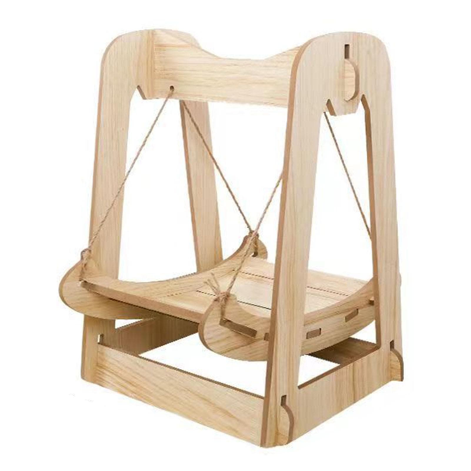 Wooden Cat Swing Hammock Stable Quiet Scratch Bite Resistant Hanging Cat Bed for Pet Supplies