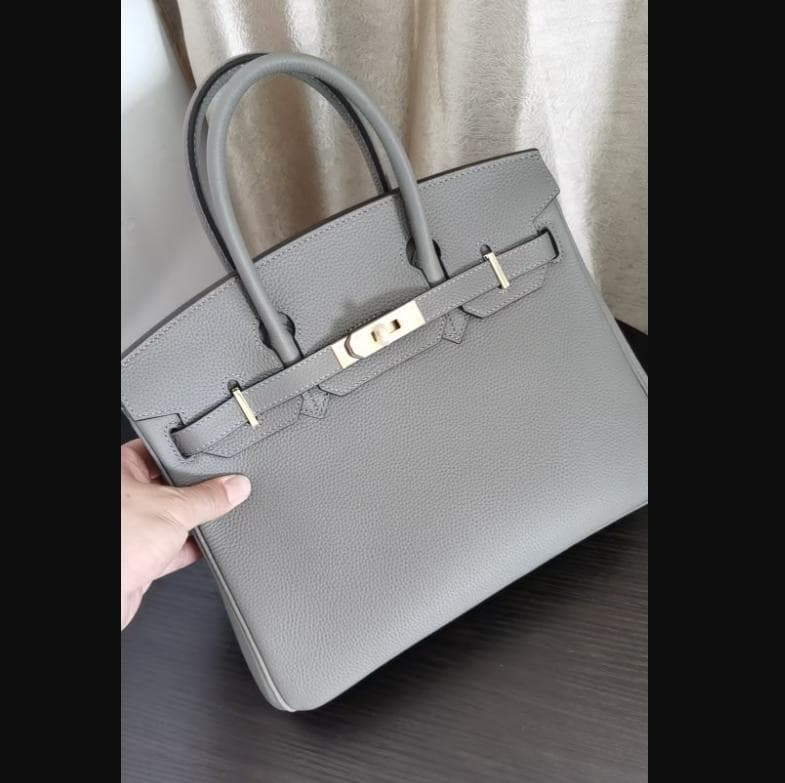 Head Layer Cowhide Platinum Bag Genuine Leather Women's Bag Large Capacity Handbag Women's High-end Sense Commuting Shoulder Cross Shoulder Bag 25CM